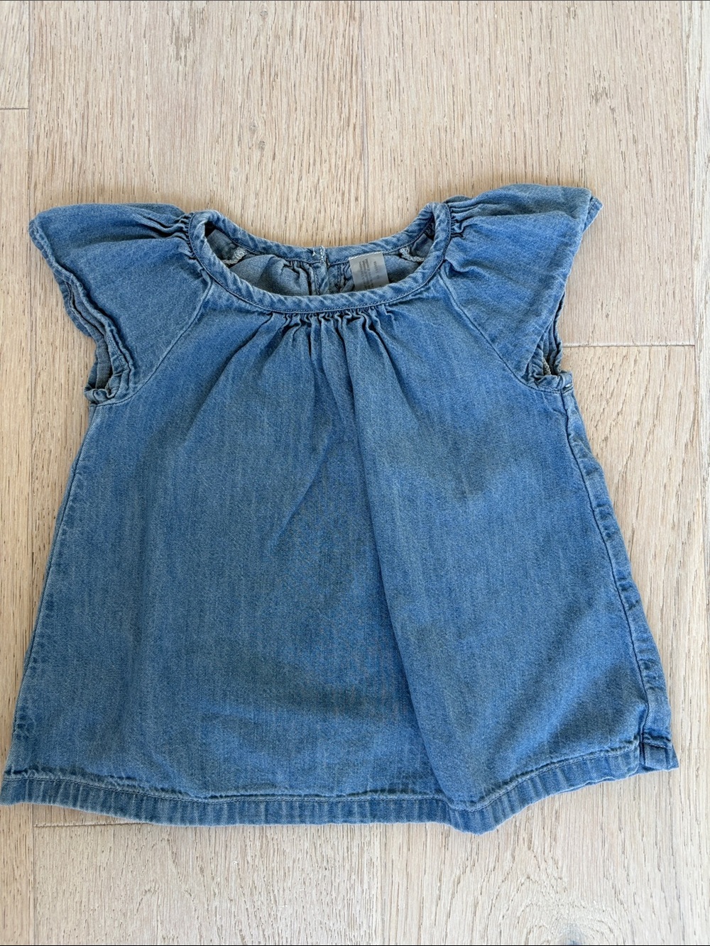 Primary Denim Flutter Sleeve Top - Blue